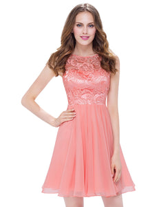 Round Neck Sleeveless Short Evening Party Dress