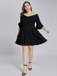 Long Sleeve Off Shoulder Fit & Flare LBD F