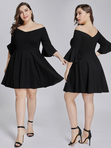 Long Sleeve Off Shoulder Fit & Flare LBD F