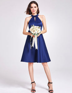 Knee Length Halter Bridesmaid Dress