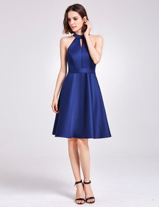 Knee Length Halter Bridesmaid Dress