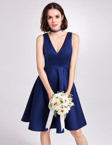 Short V Neck Bridesmaid Dress