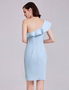 One Shoulder Short Knee length Wedding Guest Dress