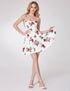 Floral Print Strless Short Off Shoulder Prom Dress F