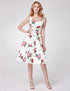 Floral Print Modern Sweetheart Sleeveless A-line Hollow Cut Party Dresses F