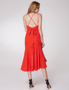 Sexy Adjtable Straps V Neck Fishtail Cocktail Dresses F