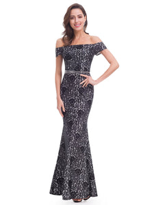 Lace Off-The-Shoulder Evening Party Dress