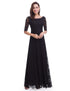 Half Sleeve Long Evening Party Dress