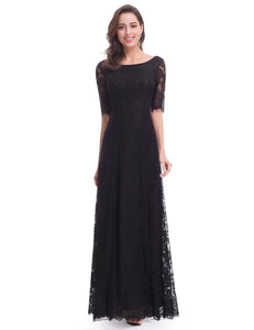 Half Sleeve Long Evening Party Dress