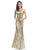 Gold Long Sequin Prom Party Dresses F