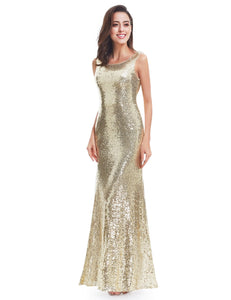 Gold Long Sequin Prom Party Dresses F