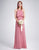 Dty Rose Color Ruffle Spaghetti Str Bridesmaid Dress