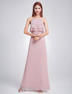 Mauve Ruffle Spaghetti Str Bridesmaid Dress