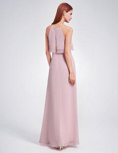 Mauve Ruffle Spaghetti Str Bridesmaid Dress