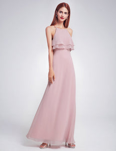 Mauve Ruffle Spaghetti Str Bridesmaid Dress