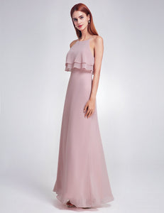 Mauve Ruffle Spaghetti Str Bridesmaid Dress