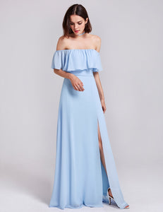 Off Shoulder Ruffles High Split Dress