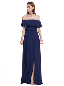 Off Shoulder Ruffles High Split Dress