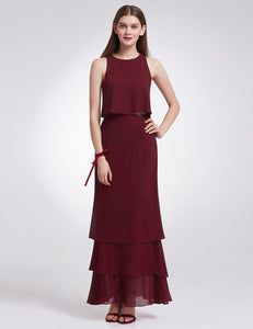 Two-piece Sleeveless Layered Bridesmaids Dress F