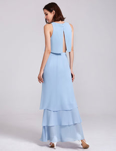 Two-piece Sleeveless Layered Bridesmaids Dress F