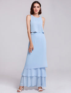 Two-piece Sleeveless Layered Bridesmaids Dress F