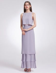 Two-piece Sleeveless Layered Bridesmaids Dress F