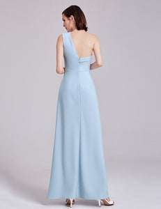 One-Shoulder Sweetheart Long Blue Formal Dress