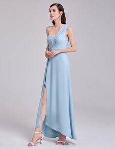 One-Shoulder Sweetheart Long Blue Formal Dress