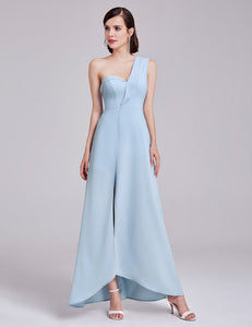 One-Shoulder Sweetheart Long Blue Formal Dress