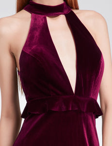 Sleeveless Sexy High Collar Gown