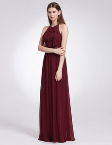 Halter Ruffles Adjtable Bridesmaids Dress