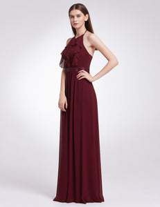 Halter Ruffles Adjtable Bridesmaids Dress