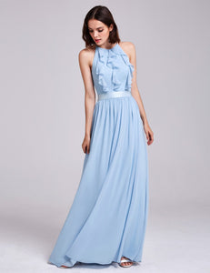 Halter Ruffles Adjtable Bridesmaids Dress