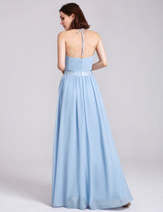 Halter Ruffles Adjtable Bridesmaids Dress