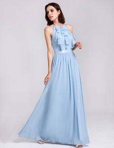 Halter Ruffles Adjtable Bridesmaids Dress