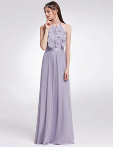 Halter Ruffles Adjtable Bridesmaids Dress