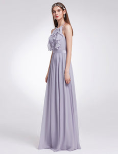 Halter Ruffles Adjtable Bridesmaids Dress