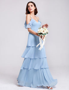 V-neck Ruffles Adjtable Bridesmaids Dress F