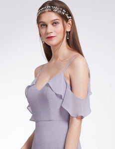 V-neck Ruffles Adjtable Bridesmaids Dress F