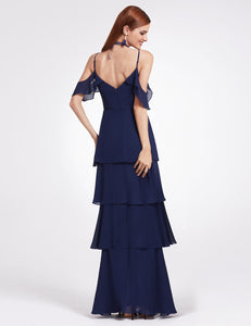 V-neck Ruffles Adjtable Bridesmaids Dress F