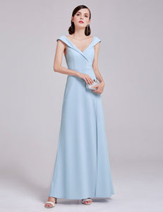 Long V Neck Tulip Sleeves Evening Party Dress