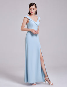 Long V Neck Tulip Sleeves Evening Party Dress