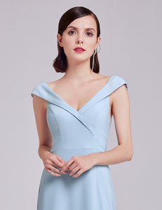 Long V Neck Tulip Sleeves Evening Party Dress