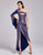 Long  One Shoulder Flare Sleeve Evening Party Dress