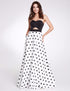 A-line Floor Length Polka Dot Sweetheart Strless Long Prom Gown With Pocket F