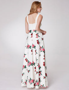 Sweetheart A-line Floral Printed Long Prom Dress F