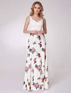 Sweetheart A-line Floral Printed Long Prom Dress F