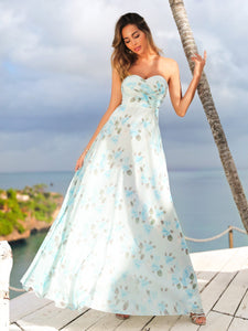 Flower Printed Bridesmaid Dress