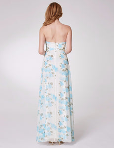 Strapless Flower Printed Bridesmaid