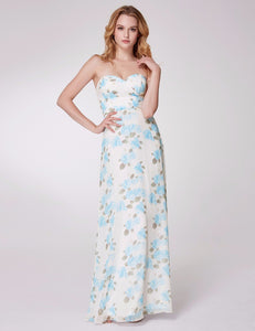 Strapless Flower Printed Bridesmaid